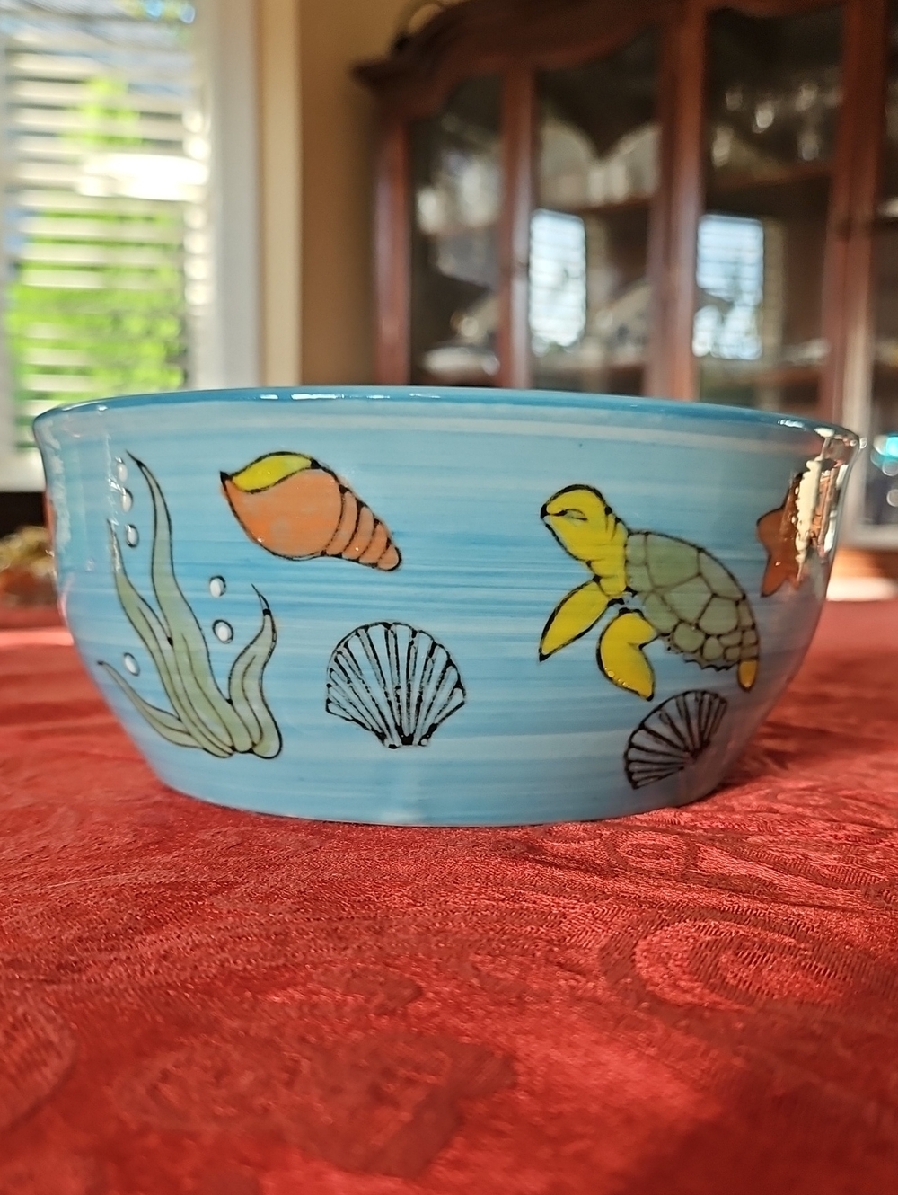 Yokohama Studio Hand Painted Whimsical Sea Life Ceramic Serving Bowl